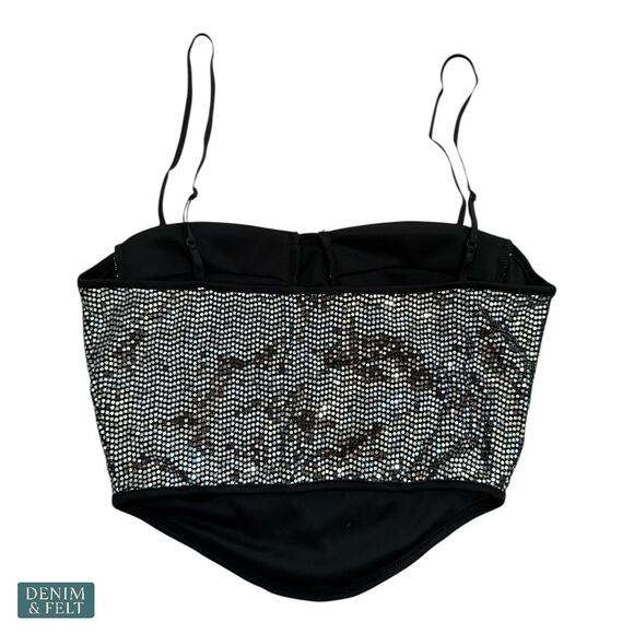 Boutique Selena Inspired Rhinestone Bustier Sparkle Party Corset Top Black S NEW - Picture 3 of 3
